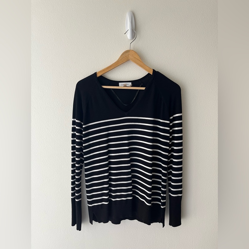 Chic Black and White Striped Sweater